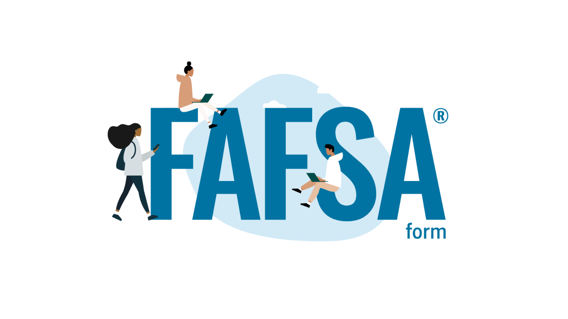FAFSA form illustration showing students applying for federal student aid